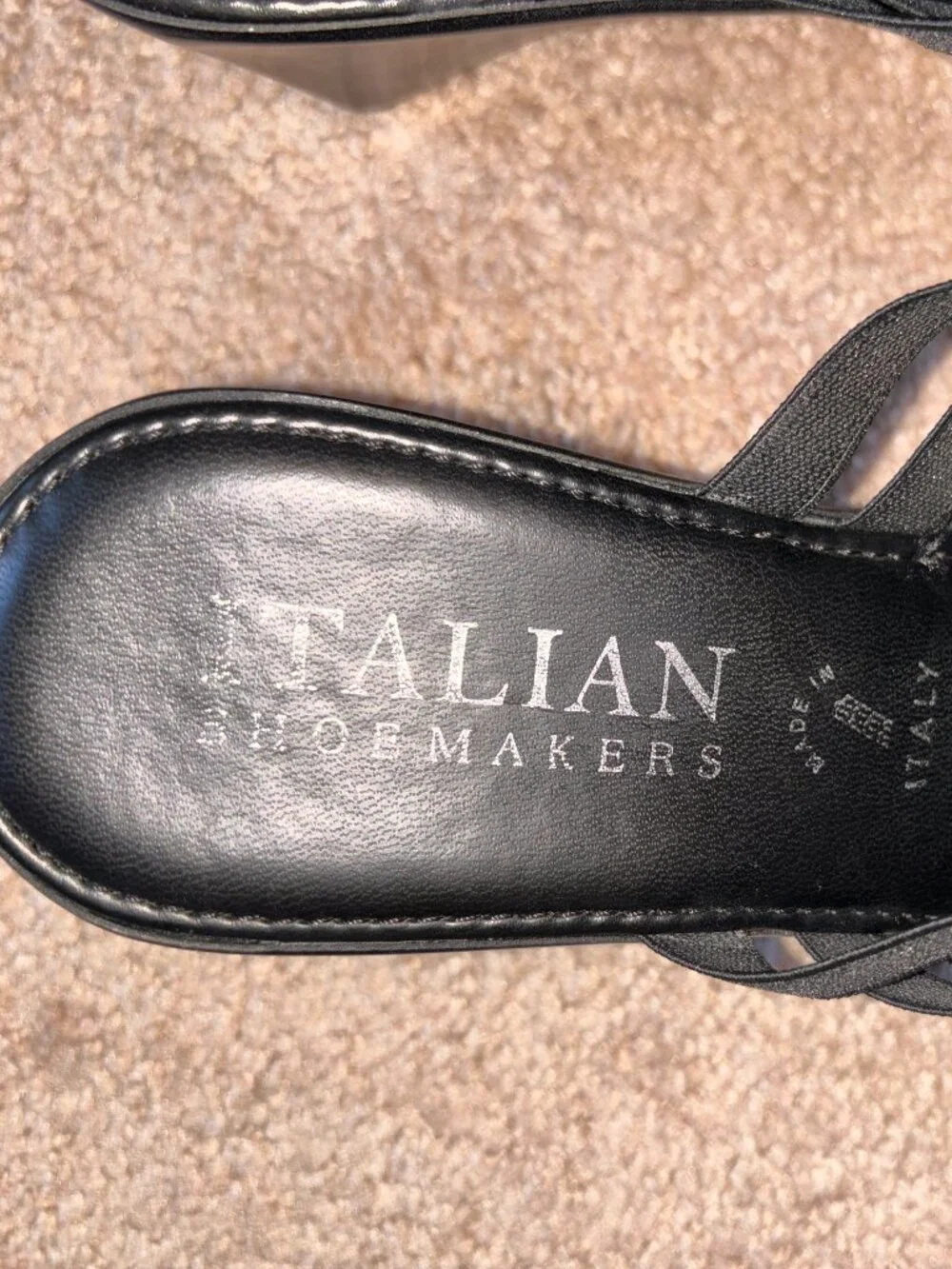 Italian Shoemakers Black Stretch Strappy Wedge Sandals 9M